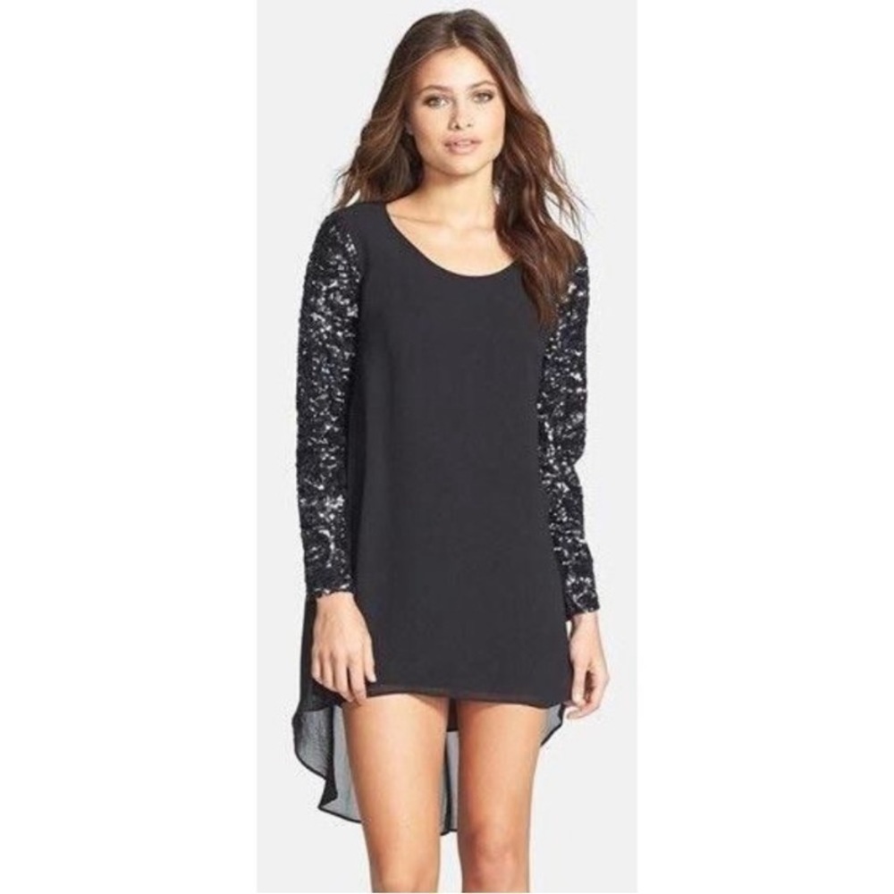 NEW Dress the Population High Low April Sequin Chiffon Dress